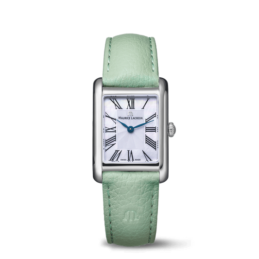 Maurice Lacroix FA1205-SS001-160-5 Fiaba Square Mother of Pearl Dial Mint Strap Ladies