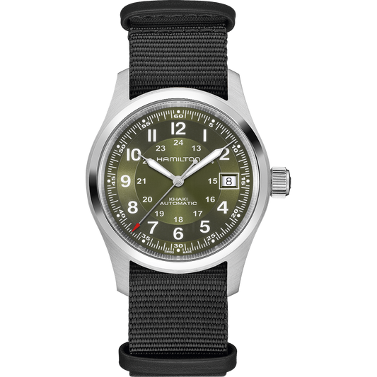 Hamilton H70455960 Khaki Field Autom 38mm Green Sunburst Dial NATO Strap