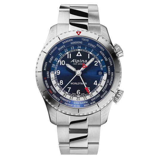 Alpina AL-255N4S26B Startimer Pilot Quartz Worldtimer Blue Dial