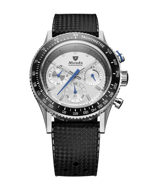Nivada Grenchen 87046Q01 Chronoking Mecaquartz Racing Grey Silver Dial