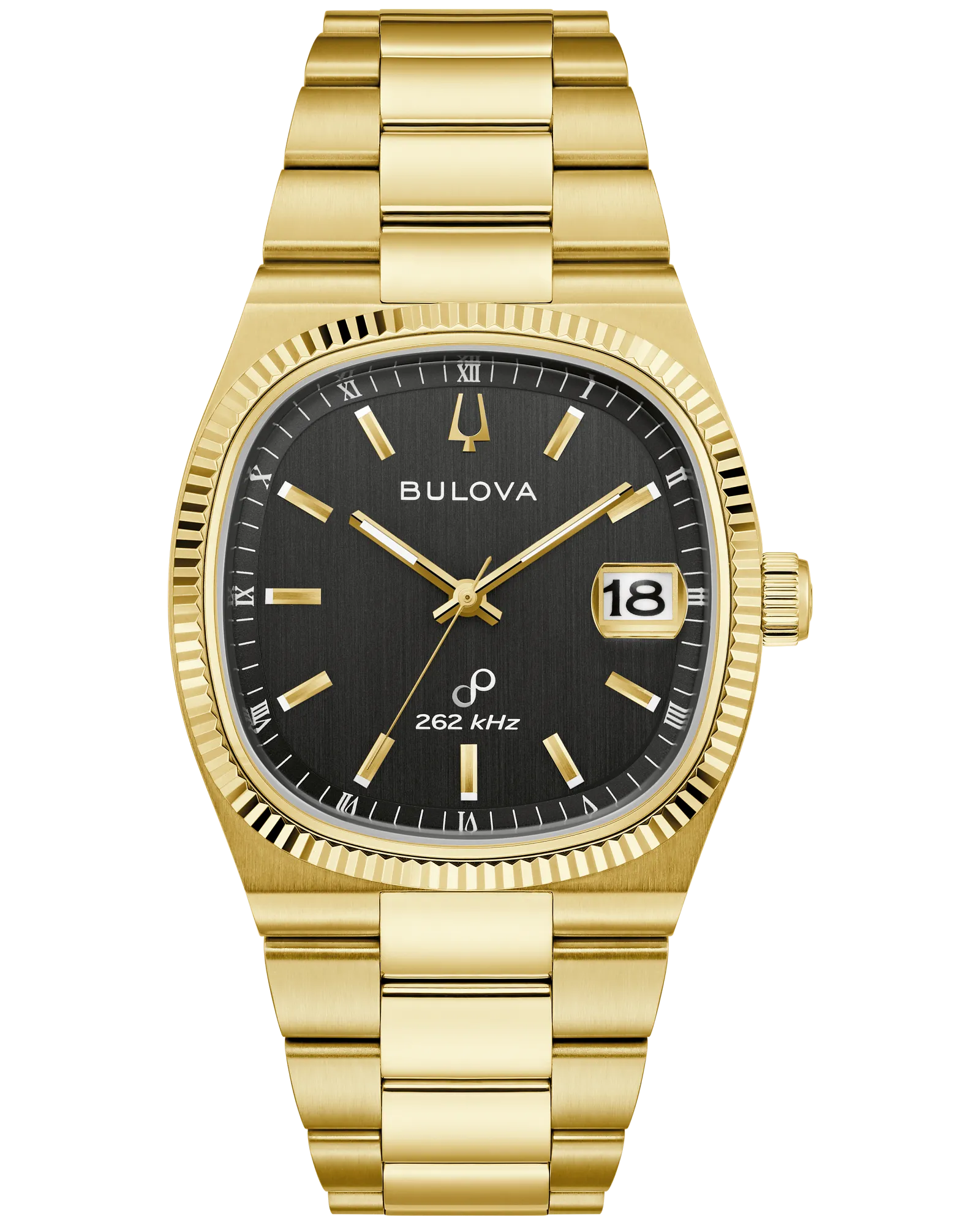 Bulova腕時計 ゴールド Bulova 97B246 Super Seville Black Dial Gold Tone Precisionist