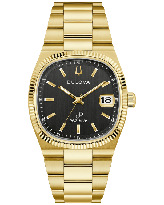 Bulova 97B246 Super Seville Black Dial Gold Tone Precisionist 262kHz
