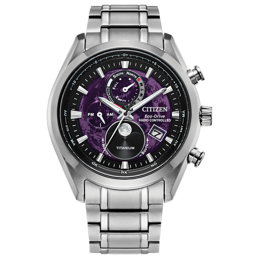 Citizen BY1010-81Z Tsuki-yomi A-T Atomic Timekeeping Super Titanium Purple Dial Moonphase