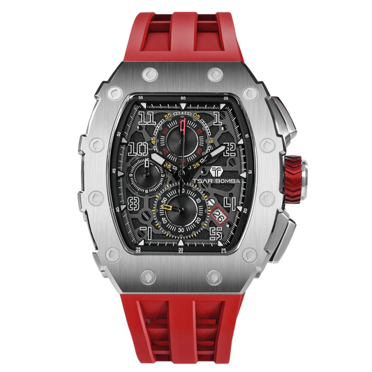 Tsar Bomba TB8204Q-33 Elemental Calendar Version Quartz Silver Red