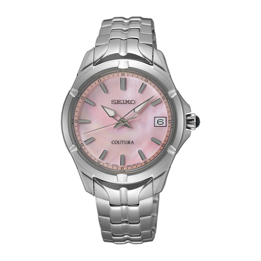 Seiko Coutura SUR585 Pink Mother of Pearl Dial Quartz Steel 33mm Ladies