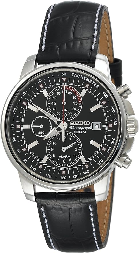 Seiko SNAB65 Chronograph Alarm Black Dial Leather // Pre-Owned
