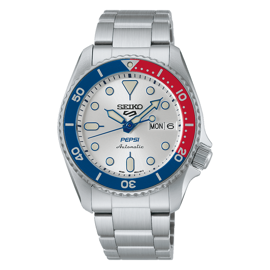Seiko 5 Sports SRPL99 Pepsi Limited Edition Silver Dial 38mm Automatic