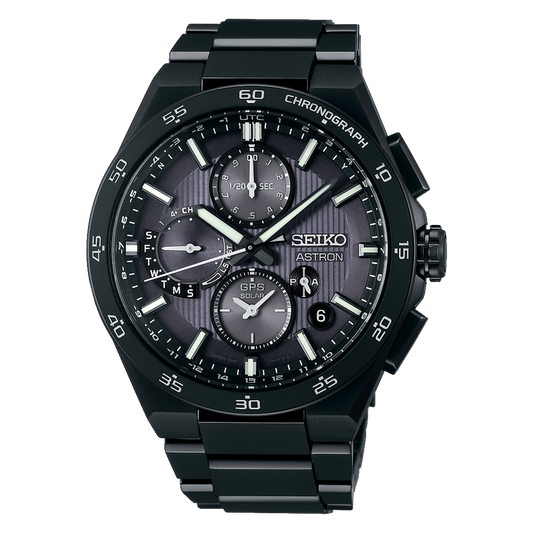 Seiko Astron SSH155 Sport Design Dual Time Chronograph Black DLC GPS Solar