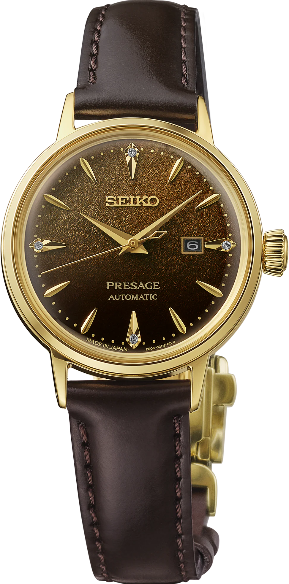 SEIKO PRESAGE 腕時計 ゴールド/ブラウン Seiko Presage SRE020 Jamaican Coffee Cocktail Time 4 Diamonds