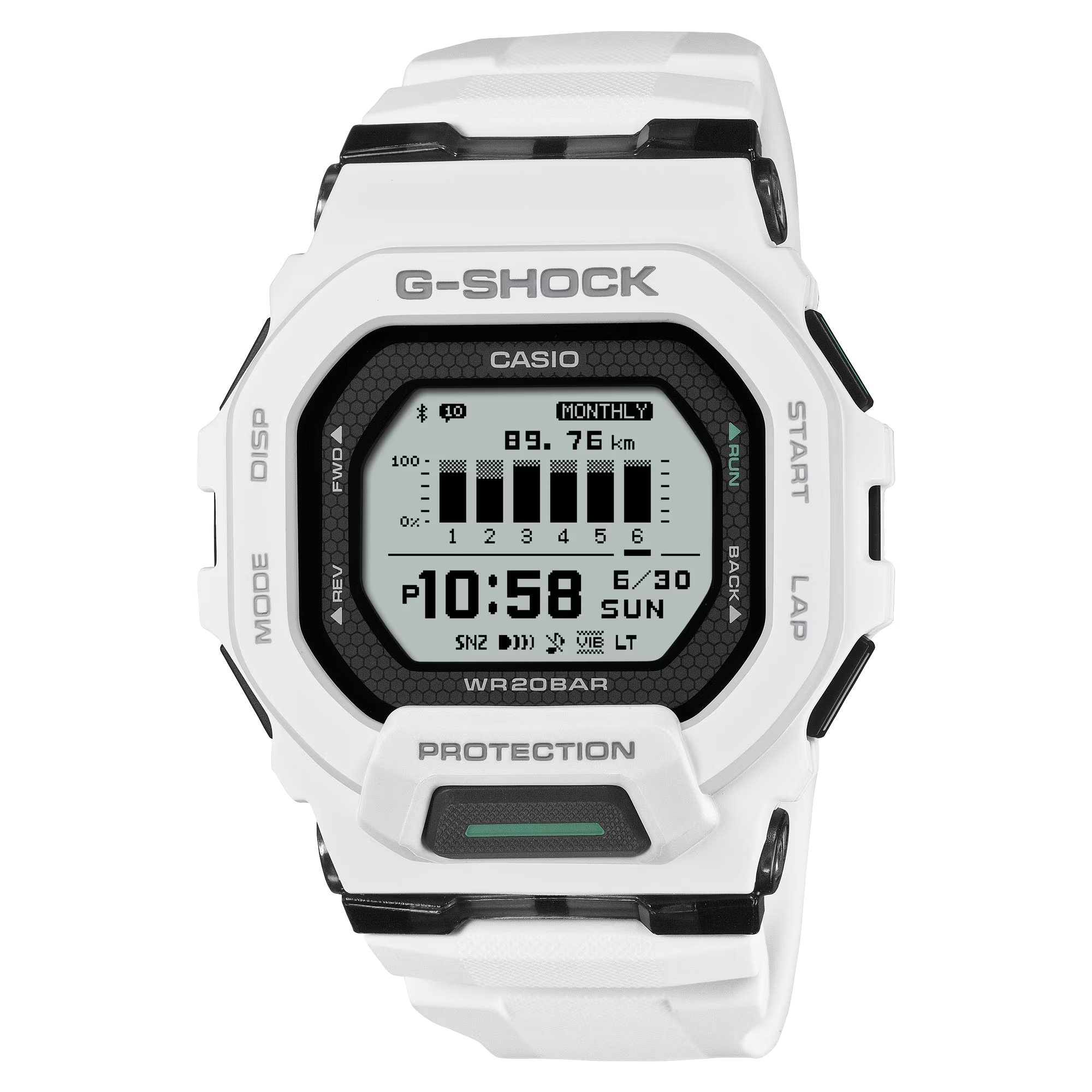 CASIO G-MS ホワイト/グリーン 腕時計 G-Shock GBD200-7 G-SQUAD Mip Display White Strava Step Counter