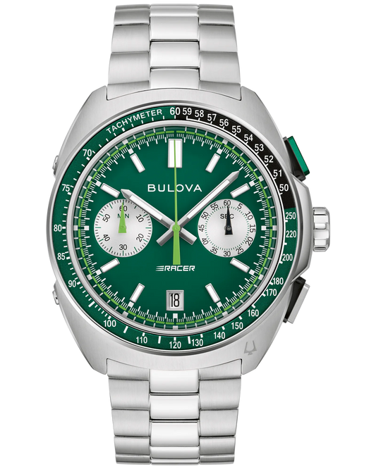 Bulova 98B468 Racer Chronograph Green Dial Stainless Steel Quartz 42mm