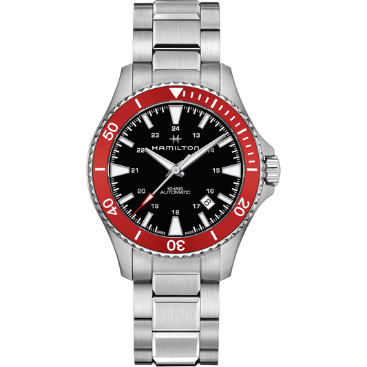 Hamilton H82405130 Khaki Navy Scuba Auto Black Dial Red Bezel 40mm