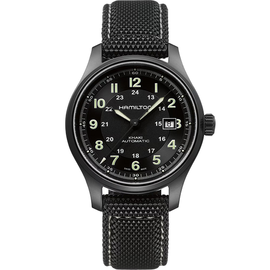 Hamilton H70575733 Khaki Field Auto Black PVD Titanium