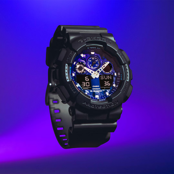 G-Shock GA100FL-1A Flames of Color Blue Dial Ana-Digi – Arizona