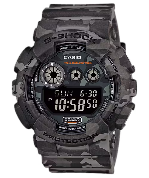 G-Shock GD120CM-8 Grey Camo Digital Resin Illuminator