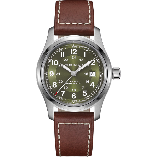 Hamilton H70605560 Khaki Field Auto Green Sunburst 42mm Leather