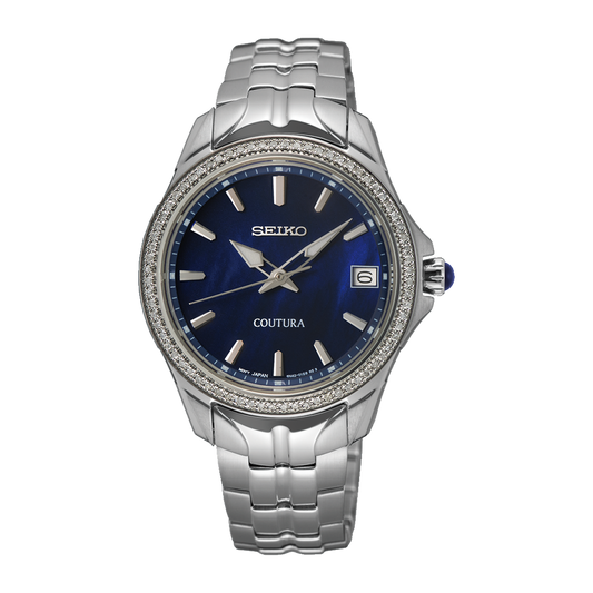 Seiko Coutura SUR591 Diamond Bezel Blue Mother of Pearl Dial Quartz Ladies Watch