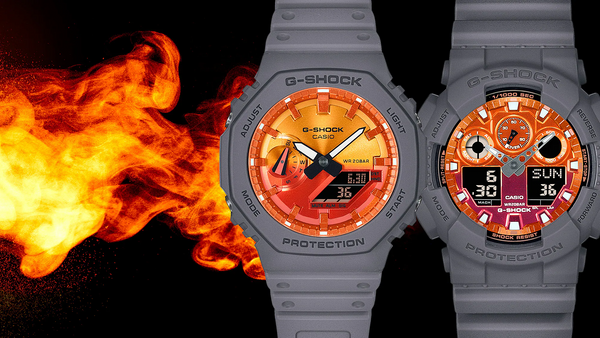 G-Shock GA100FL-8A Flames of Color Orange Dial Ana-Digi