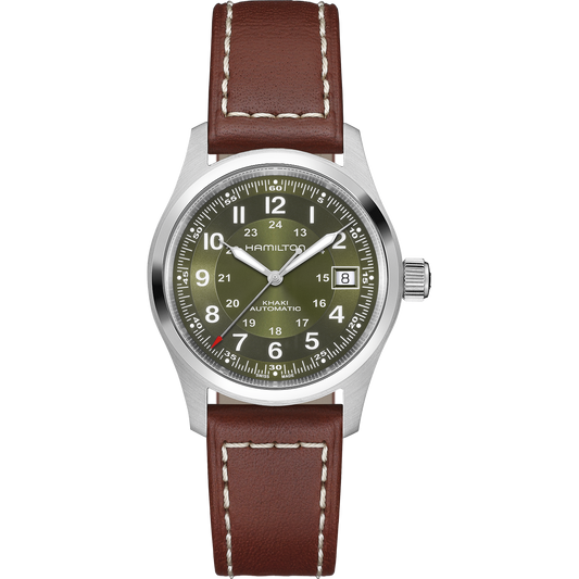 Hamilton H70455560 Khaki Field Auto Green Sunburst 38mm Leather Automatic