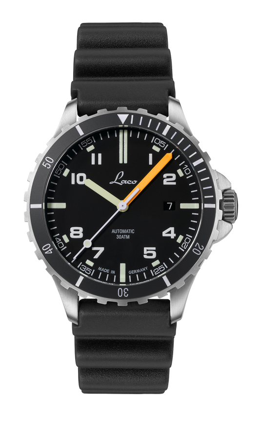 Laco 862106 Squad Watches Himalaya 42mm Automatic Black Dial on Rubber