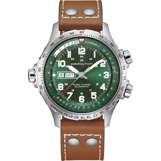Hamilton H77735560 Khaki Aviation X-Wind Day Date Auto Green Sunray Dial