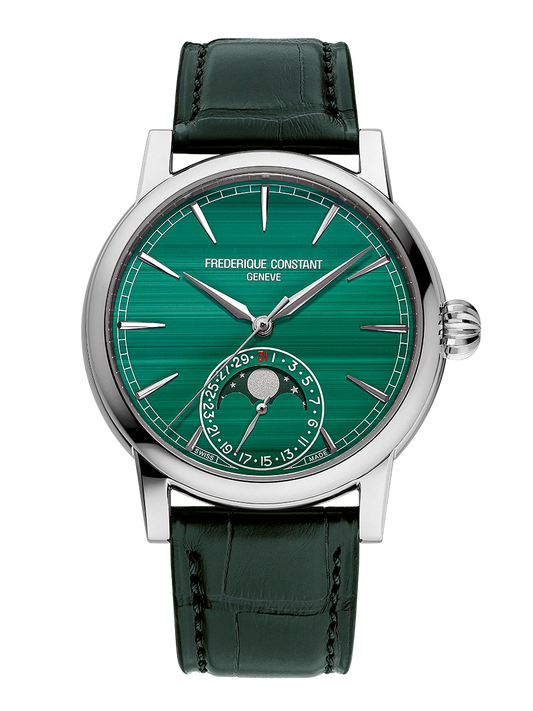 Frederique Constant FC-716MA3H8 Malachite Classic Moonphase Date 18k White Gold