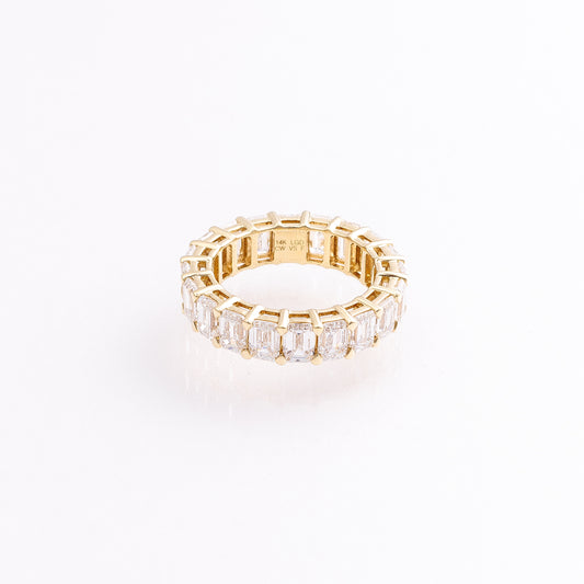 6.63 Ct Emerald Cut Eternity Band in 14K Yellow Gold