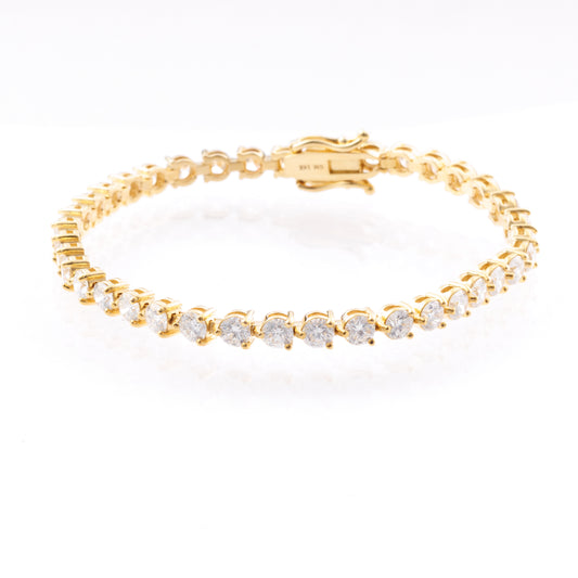 7.10ct Three-Prong Round Lab-Grown Diamond Tennis Bracelet in 14k Yellow Gold