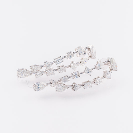 Fancy Shape Duo Drop Lab-Grown Diamond Earrings in 14k White Gold