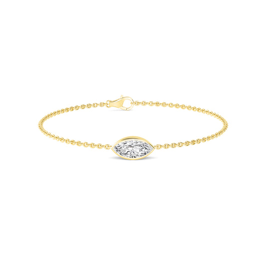 Marquise Cut Lab-Grown Diamond Bezel Bracelet in 14k Yellow Gold