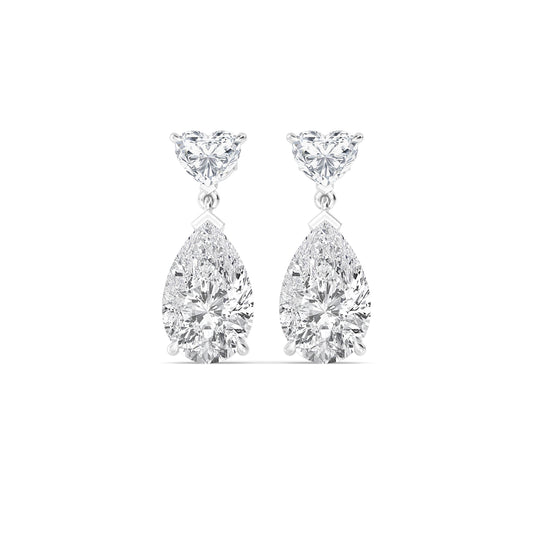 Heart & Oval Duo Drop Lab-Grown Diamond Earrings