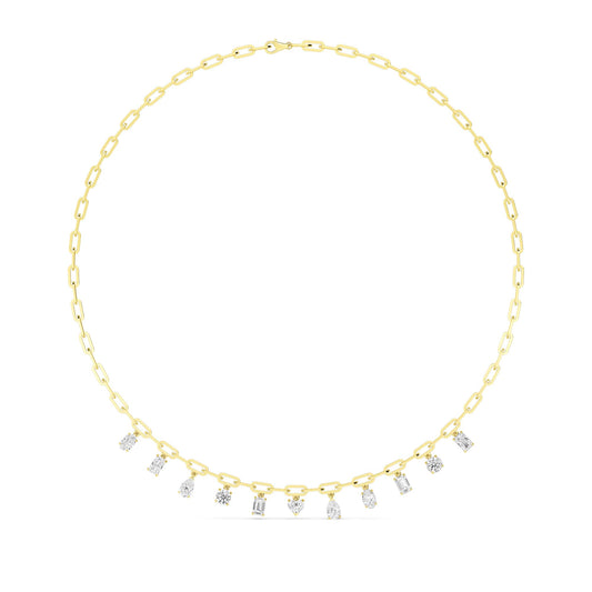 2.57ct Lab-Grown Diamond Mixed Fancy Paperclip Chain Necklace in 14k Yellow Gold