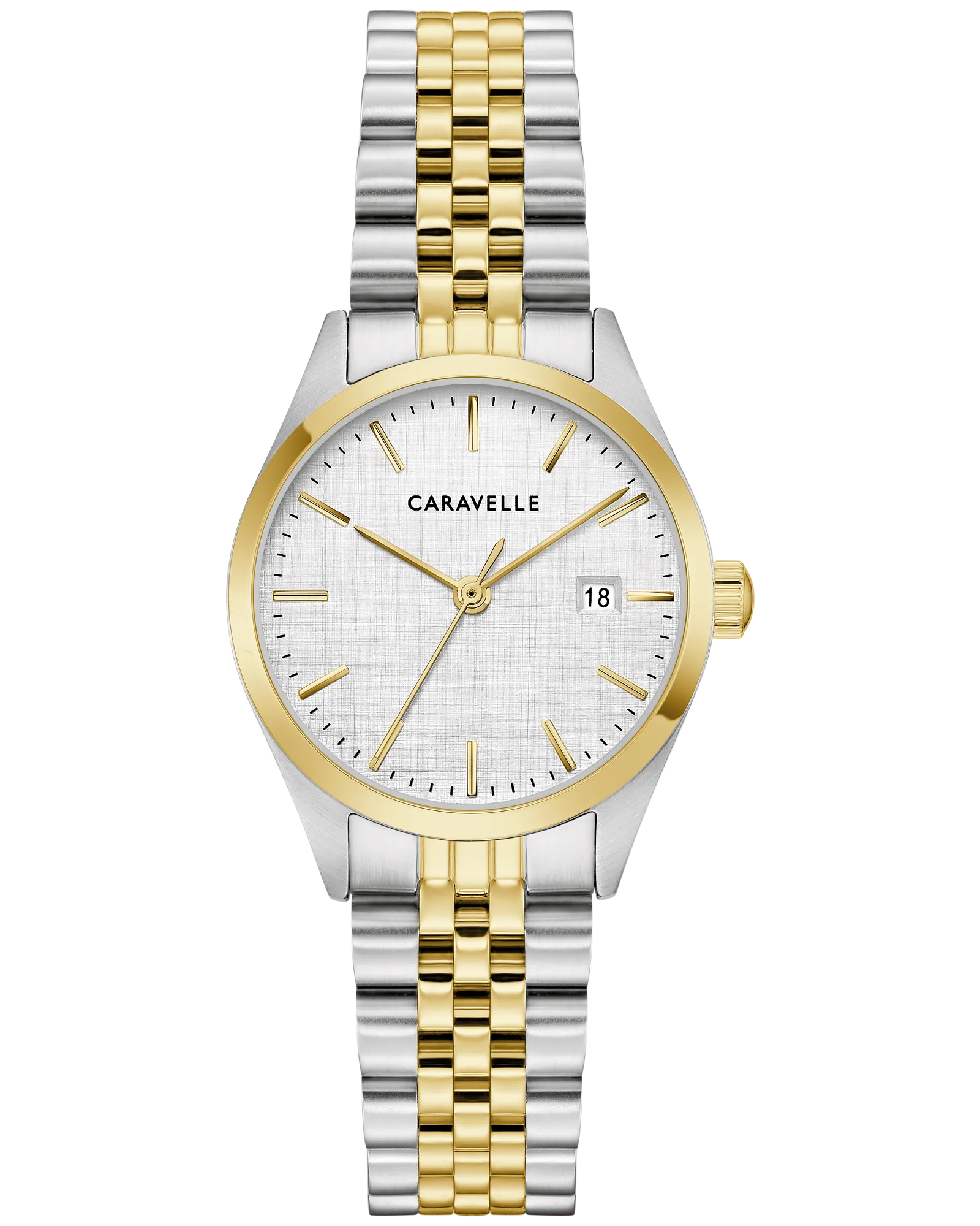 Bulova 45M121 Caravelle Classic Linen Dial Two-Tone Ladies Quartz – Arizona  Fine Time