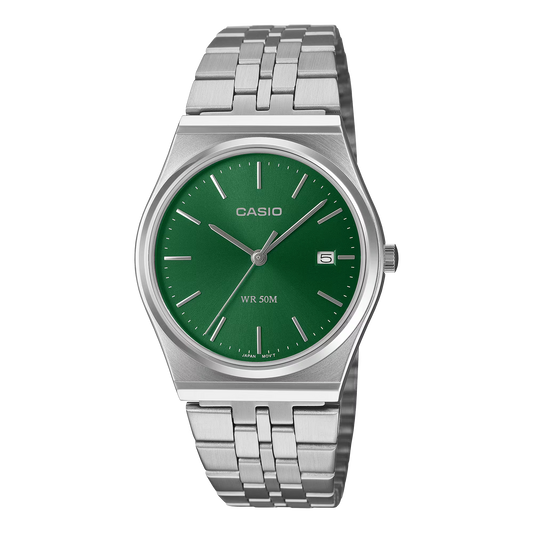 Casio Vintage MTPB145DC-3A Green Dial 1980's Retro Look Analog