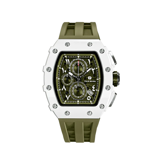 Tsar Bomba TB8204QA-03 Elemental Bioceramic Date Arabic Numerals Olive Green Quartz