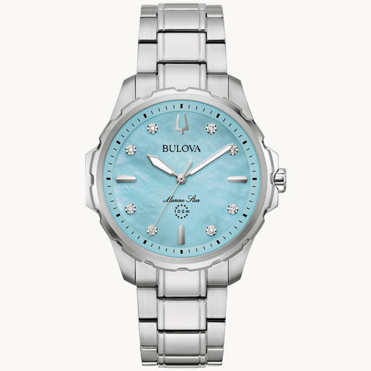Bulova 96P248 Marine Star Tiffany Blue Mother of Pearl Dial 36mm
