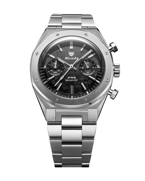 Nivada Grenchen 68002Q77 F77 Chrono Mecaquartz Carbon 38mm Black