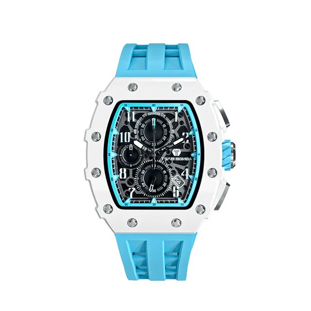 Tsar Bomba TB8204B-02 Elemental Bioceramic Date White Blue Accents