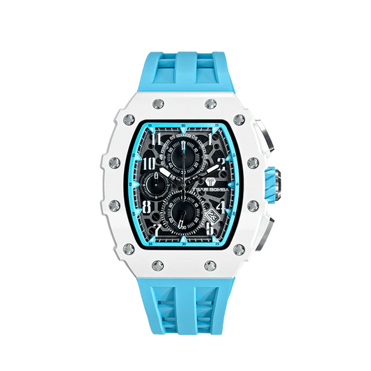 Tsar Bomba TB8204B-02 Elemental Bioceramic Date White Blue Accents Quartz