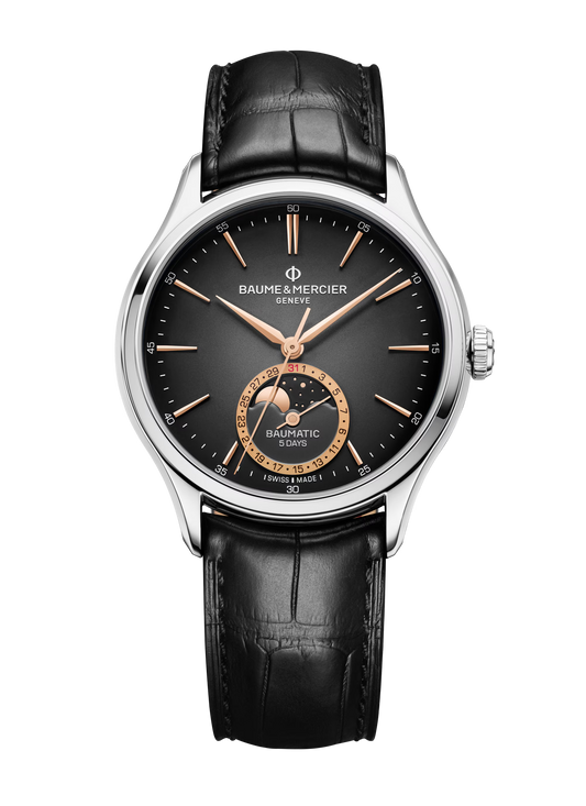 Baume et Mercier 10758 Clifton Baumatic Moonphase Date Grey 39mm