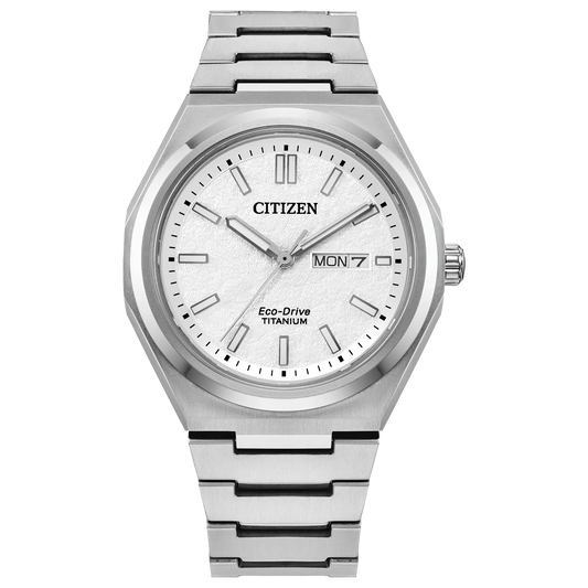 Citizen AW0130-85A Zenshin Super Titanium White Textured Dial Eco-Drive