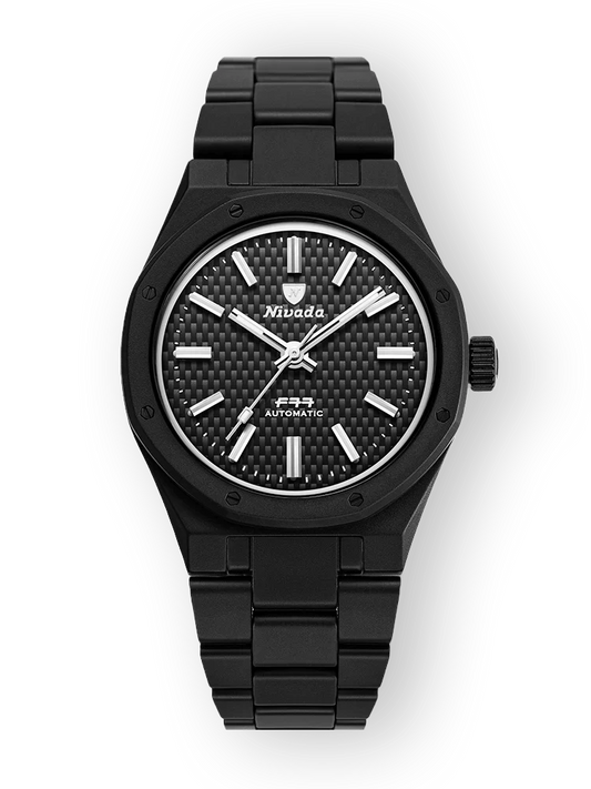 Nivada Grenchen 68004A77 F77 Black Ceramic Braided Dial Automatic