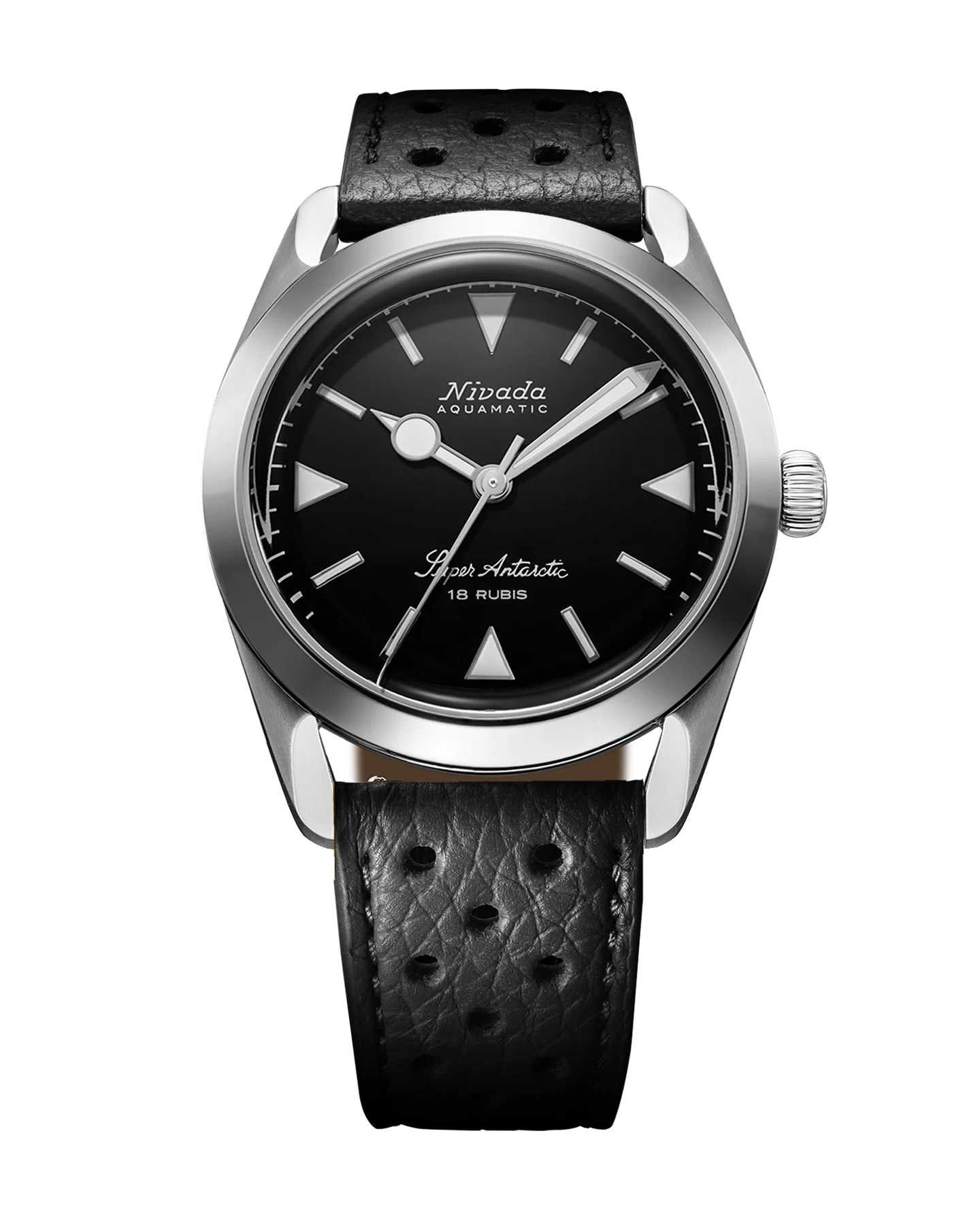 Nivada Grenchen 35014M40 Super Antarctic Black White Luminova 35mm