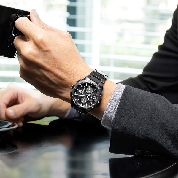 Seiko Astron SSH155 Sport Design Dual Time Chronograph Black DLC