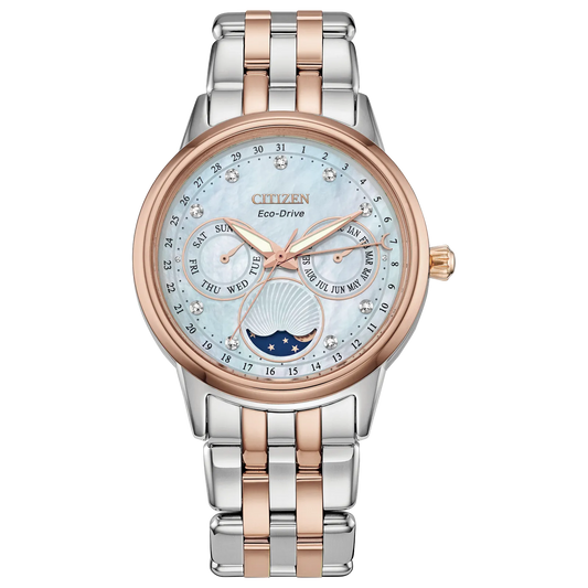 Citizen FD0006-56D Calendrier Mother of Pearl Two-Tone Rose Gold Eco-Drive