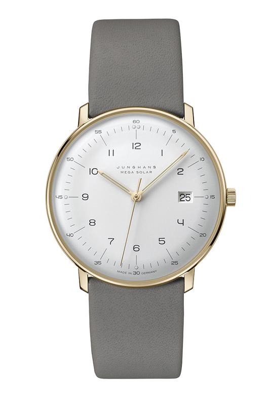 Junghans 59/7324.02 max bill MEGA Solar White Dial Gold Tone