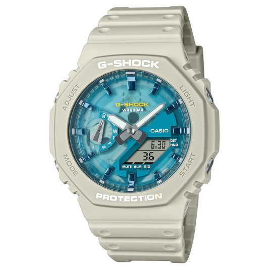 G-Shock GA2100AS-7A Cool Blue Waters Octagonal Sandy Beige Resin