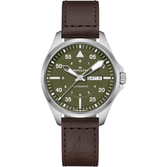 Hamilton H64635560 Khaki Aviation Pilot Day Date Auto Green Dial 42mm
