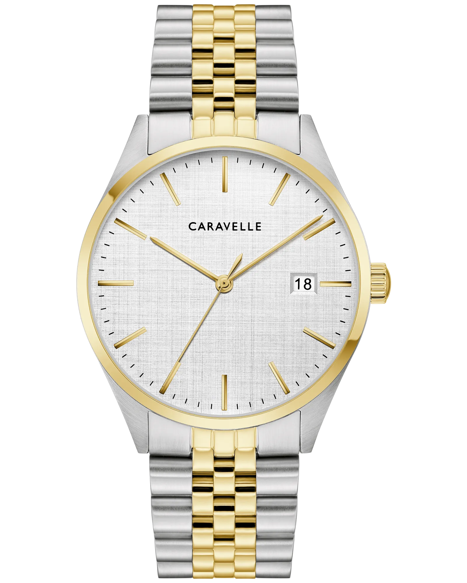 Bulova 45B163 Caravelle Classic Linen Dial Two-Tone Quartz 39mm