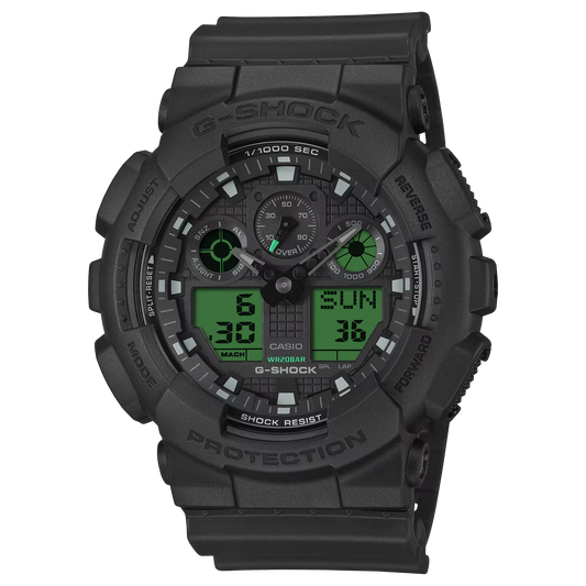 G-Shock GA100BEG-1A Bold Electric Green Ana-Digi 3 Eye Black Resin